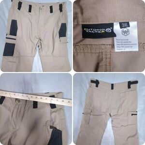 Cargo Hiking Pants Mens 3XL 38x31 Beige Utility‎ Outdoors Ripstop Fishing Belted